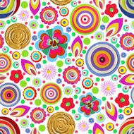 Seamless fantasy flower plant vector pattern cheer up background N3