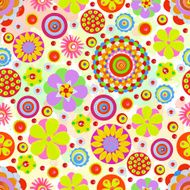 Seamless fantasy flower plant vector pattern cheer up background N5