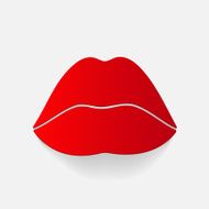 Realistic paper sticker Sexy Lips N8