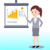woman presents the chart