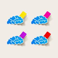 realistic design element brain rectangle seam N6