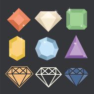 Diamond vector icons set N3