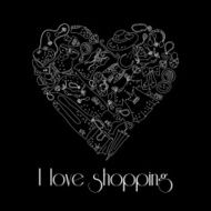 Heart from stylish hand drawn fashion items