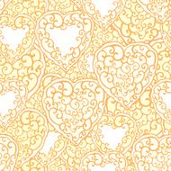 Seamless pattern with ornamental hand drawn doodle hezrts