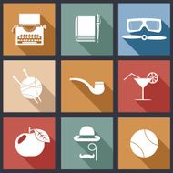 Retro Flat Design Hipster Detective Icons and Symbols Set Vector