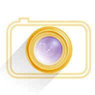 Lens camera icon yellow Vector