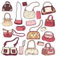 Women&#039;s handbags Hand drawn Vector Set N4