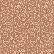 Abstract Vector Retro Seamless Pattern with Fruit and Leaves