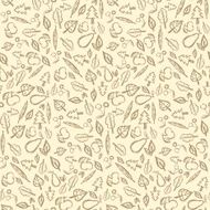 Abstract Vector Retro Seamless Pattern with Fruit and Leaves N2