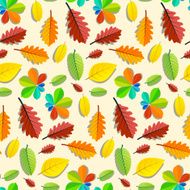 Colorful Vector Seamless Leaves Pattern N2