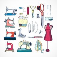 Sewing tools kit colored