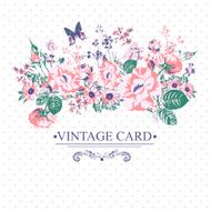 Vintage Floral Card with Butterflies N6