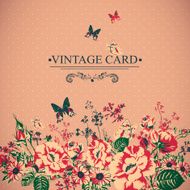 Vintage Floral Card with Butterflies N7