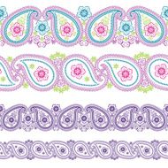 Paisley fabric seamless border pattern Oriental motif