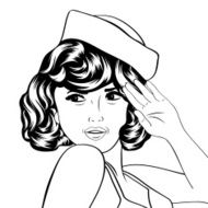 cute retro woman in comics style N42