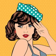 cute retro woman in comics style N44