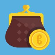 Vector Purse and Gold Euro Coin Icon N2
