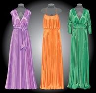 Three long evening elegant silk dresses Vector illustration