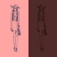 fashion girl in sketch style