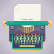 Vintage typewriter with I love you! text