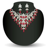 necklace with her wedding red precious stones