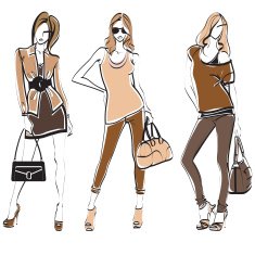 Three women fashion sketch N2