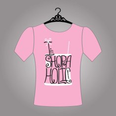 Silhouette of woman shirt from words shopaholic Model t-shirts