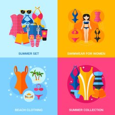 Swimwear Decorative Icon Set