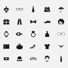 black fashion icon on a white background flat style