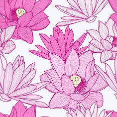 Vector seamless pattern with beautiful pink lotus flower N3