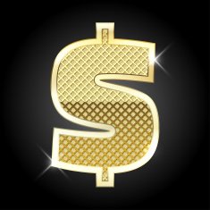Vector metal gold letter Dollar sign