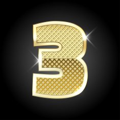 Vector metal gold letter of number three 3