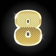 Vector metal gold letter of number eight 8