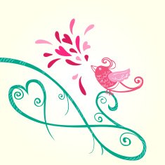Bird and heart decoration N3