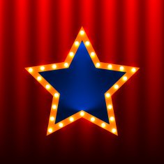 retro star banners on the red curtain background