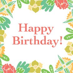 Greeting Birthday vector card with floral wreath