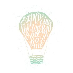 Motivational travel poster with air baloon N4