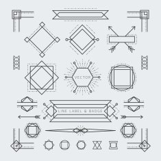 Line and Geometric Labels Badges Monochrome