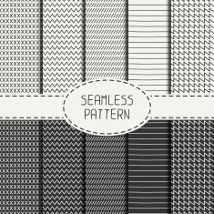 Set of abstract line stripes geometric seamless pattern Hand drawn