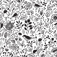 Pattern with flower and birds N4