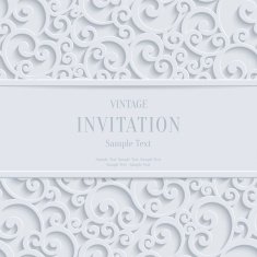 Vector White 3d Vintage Christmas or Invitation Cards Background