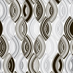 Seamless monochrome pattern with striped abstract leaves N6
