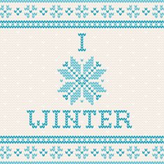 Knitted Christmas greeting card - I love winter