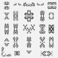 Patterned design elements on a white background N5