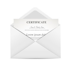 Certificate in Envelope Vector Illustration