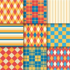 Set of seamless backgrounds with pattern striped chess checkered N13