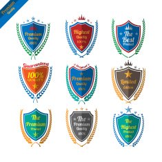 Vintage premium quality labels set Flat design