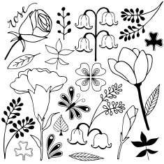 flower and leaf variation hand drawn sketch doodle N2