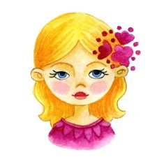 Portrait watercolor girl vector illustration