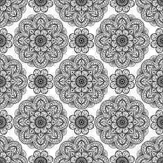 Seamless floral pattern of mandalas